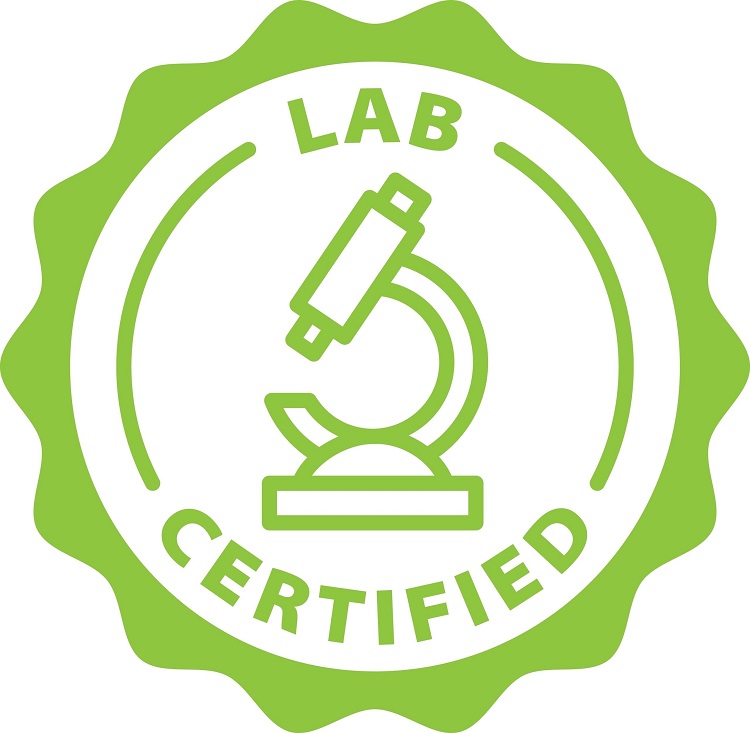 Sign showing microscope and text certified by laboratory