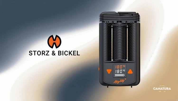 The Mighty+ vaporiser from Storz & Bickel, with the CanaturaWholesale logo bottom right