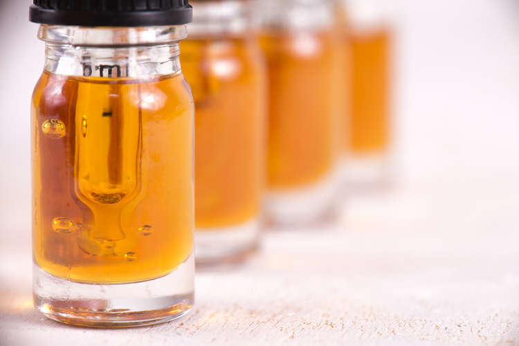 Small bottles with thick HHCH oil