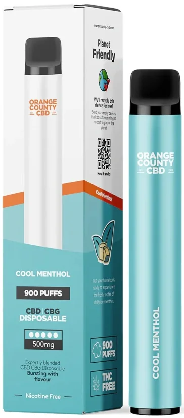 Orange County CBD Vape Pen Cool Menthol, 250mg CBD + 250mg CBG, 2 ml
