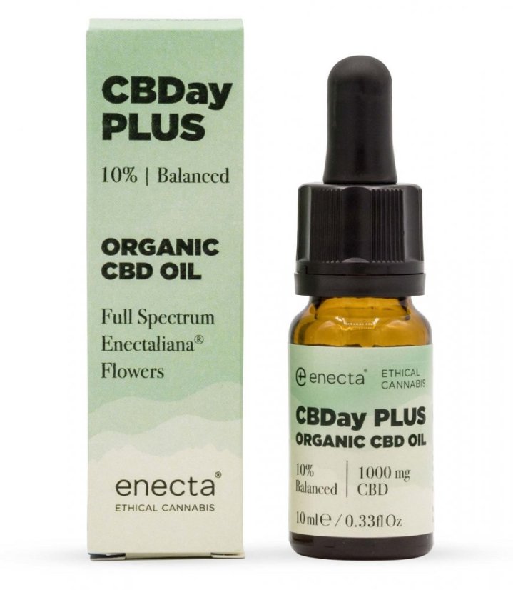 Enecta CBDay Plus Organic Hemp Extract CBD oil 10%, 1000 mg, 10 ml