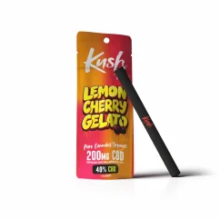 Kush Vape CBD-höyrystyskynä Lemon Cherry Gelato, 200 mg CBD, 0,5 ml, 10 kpl esillepakkaus