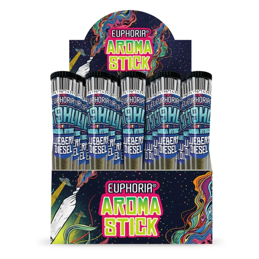 Euphoria T9HC Aromātiskā nūjiņa Blueberry Diesel, 20 gab. displejā