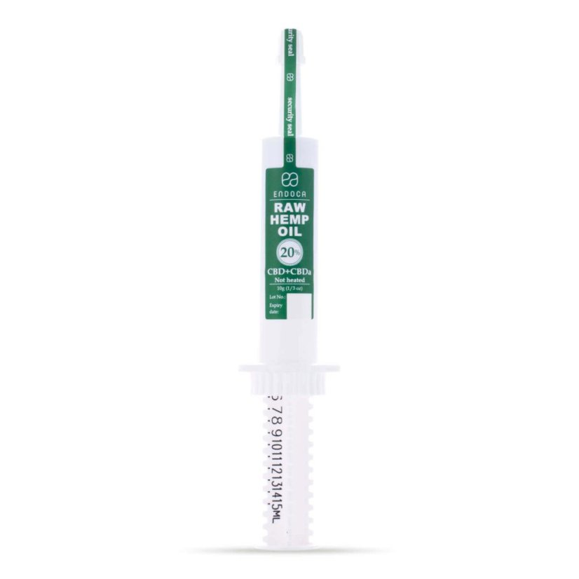 Endoca RAW Kaņepju eļļas ekstrakts 2000 mg CBD + CBDa (20%), 10 g šļirce