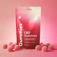 Hemnia Gommose al CBD, Fragola Acida, 100 mg di CBD, 20 pezzi x 5 mg, 45 g