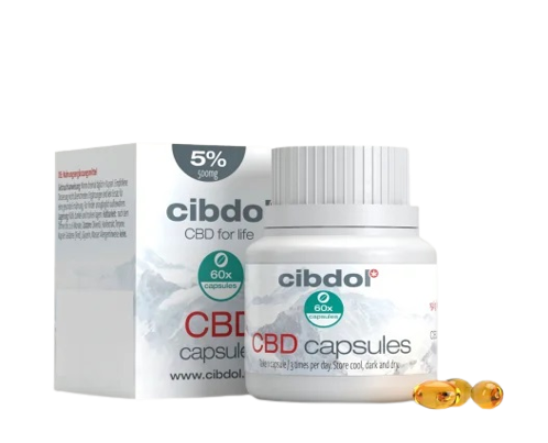 Cibdol mīkstās gēla kapsulas 5% CBD, 500 mg CBD, 60 kapsulas