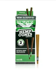 HEMPER King Size Hemp Cones With Paper Tip 2pk - Natural, Display box 12 pcs
