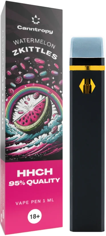 Canntropy HHCH vienreizējās lietošanas Vape Pen Watermelon Zkittles, HHCH kvalitāte 95 %, 1 ml, Displeja kaste ar 10 gab.