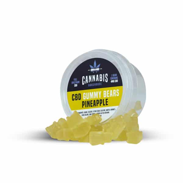 Cannabis Bakehouse CBD Gummi Bears — ananāsi, 22 gab. x 4 mg CBD, 30 g
