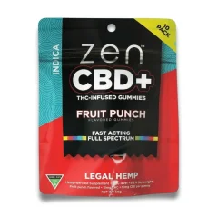 Zen CBD THC+ Gummies Fruit Punch Indica, 10pcs, 200mg