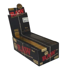 RAW Black Classic Single Wide Rolling Papers - natural unrefined rolling papers, 50 leaves/pack, 50 packs/Display Box