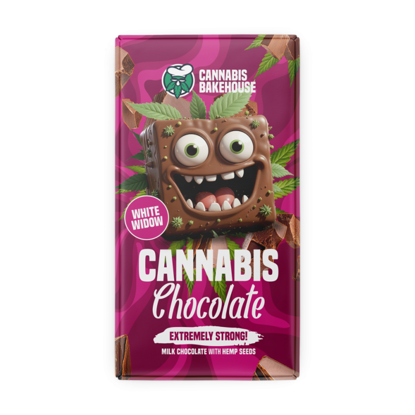 Cannabis Bakehouse Piena šokolādes tāfelīte ar kaņepju sēklām, White Widow, 1 gab, 80 g