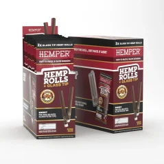 HEMPER King Size Rolls + Glass Tip 2pk - Sweet, Display box 12 stk