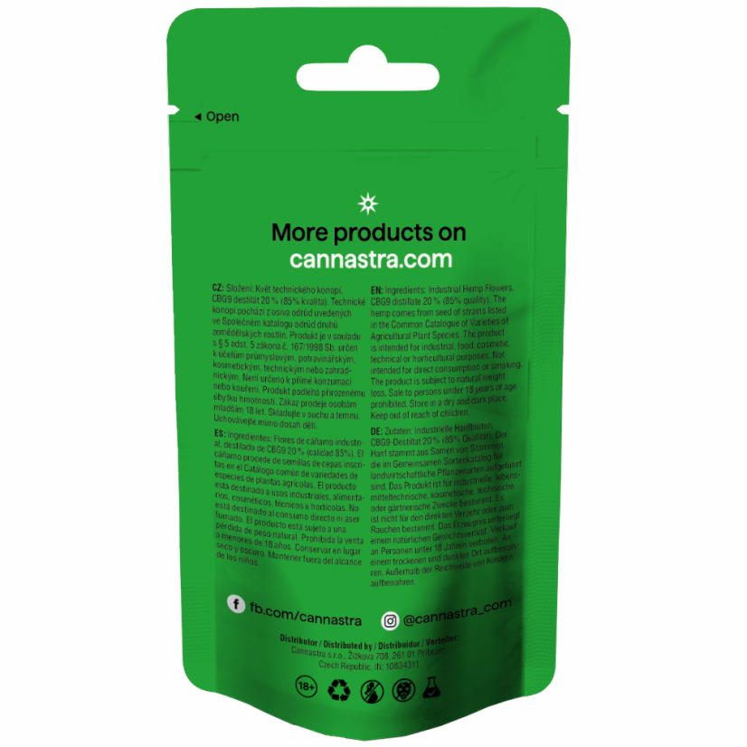 Cannastra CBG9 Flower Fruity Big Bang, CBG9 85% quality, 1g - 100g