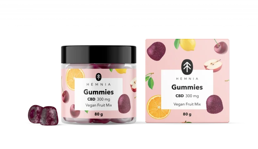 Hemnia CBD, vegāns gummies, augļu maisījums, 300 mg CBD, 30 gab x 10 mg, 80 g