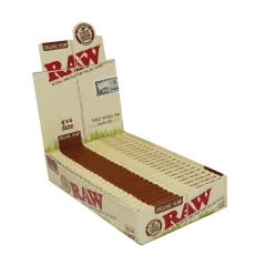 Cartine RAW Organic Hemp 1¼ - cartine naturali non raffinate, 50 fogli/pacchetto, 24 pacchetti/scatola espositiva