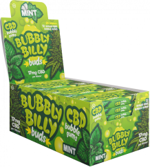 Bubbly Billy Buds piparmētru garšas košļājamā gumija (17 mg CBD), 24 kastītes displejā, 408 g