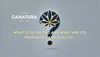 Một hình ảnh có logo Canatura và dấu chấm hỏi cách điệu có hình chiếc lá cần sa, dòng chữ: "10-OH-THC là gì và đặc tính, tác dụng của nó là gì?" Một hình ảnh có logo Canatura và dấu chấm hỏi cách điệu có hình chiếc lá cần sa, dòng chữ: "10-OH-THC là gì và đặc tính, tác dụng của nó là gì?"