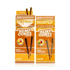HEMPER King Size Hemp Cones With Paper Tip 2pk - Mango, Display box 12 pcs