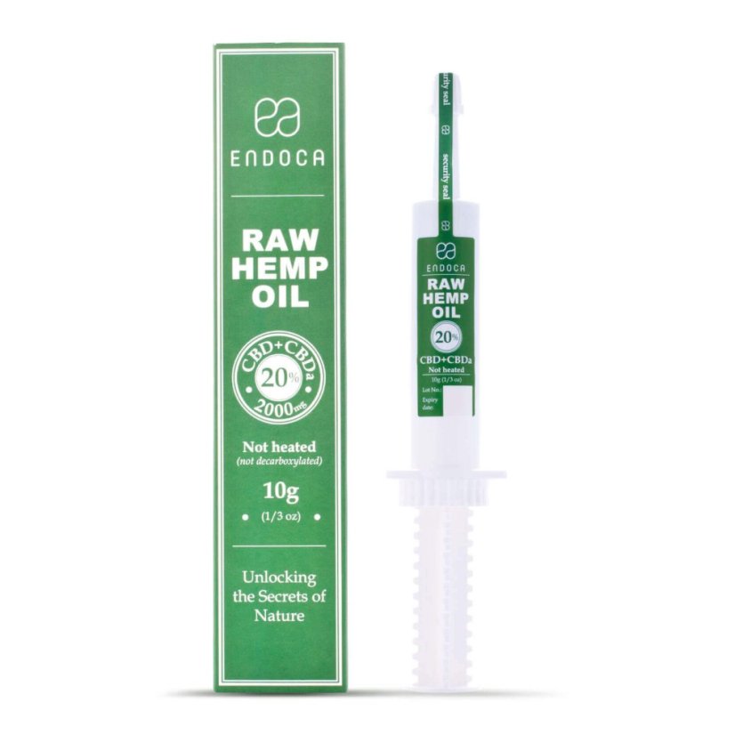 Endoca RAW Kaņepju eļļas ekstrakts 2000 mg CBD + CBDa (20%), 10 g šļirce