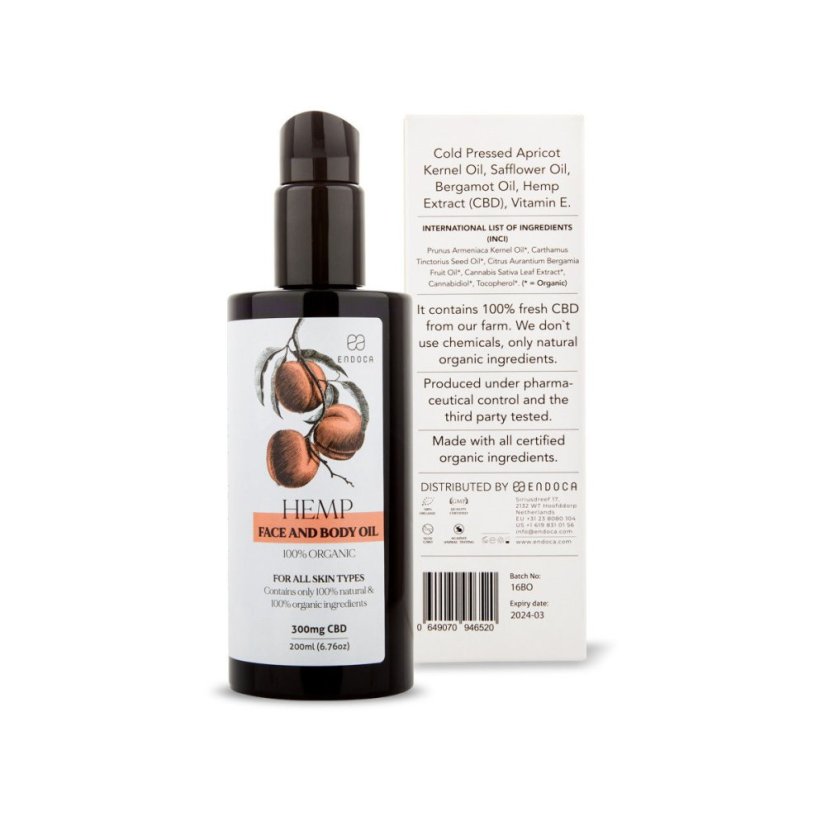 Endoca Sejas un ķermeņa eļļa 300 mg CBD, 200 ml