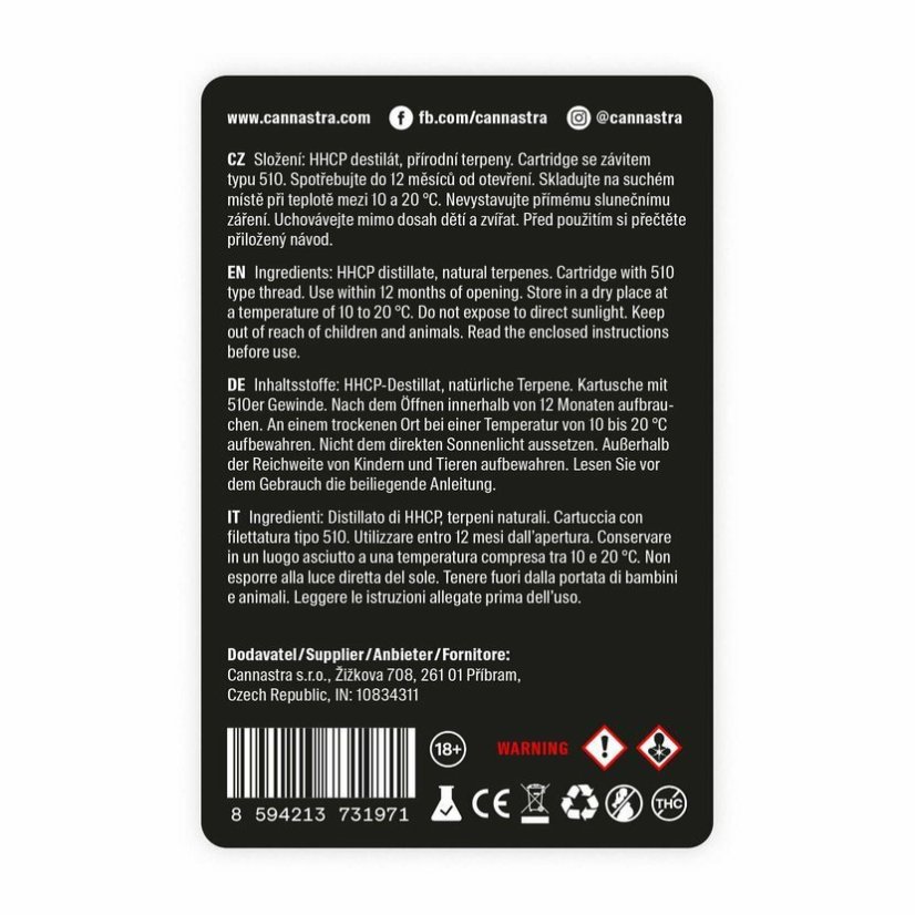 Cannastra HHCP Cartridge Mango Exploration, 10 %, 1 ml