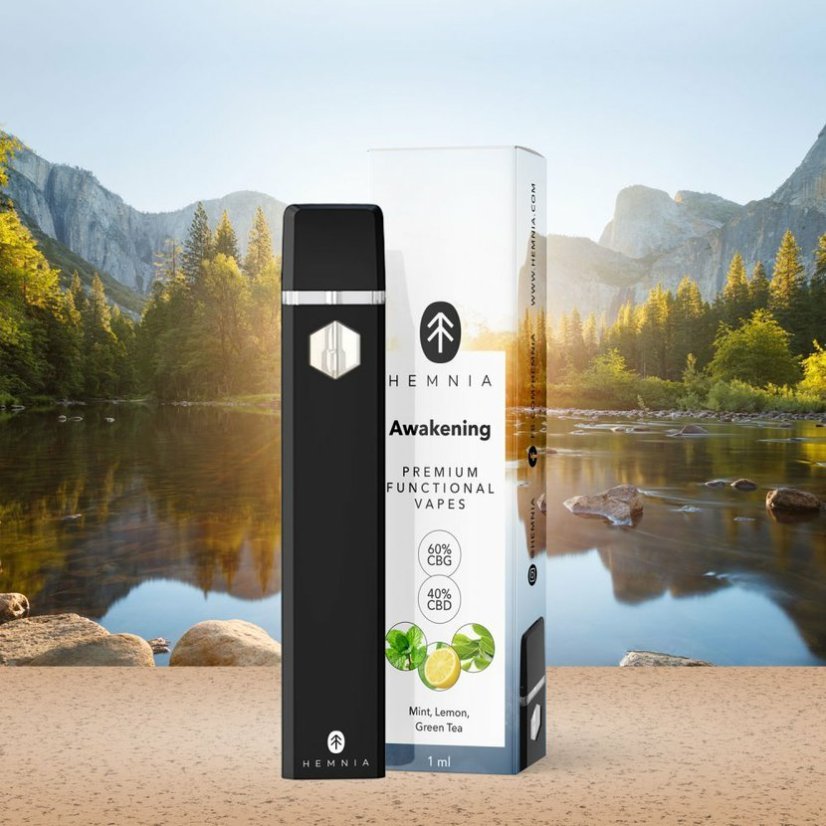 Hemnia Premium Functional Vape Pen Awakening -  60 % CBG, 40 % CBD, lemon, mint, green tea, 1 ml