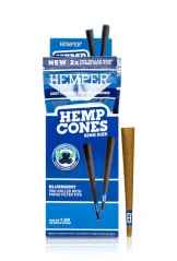 HEMPER King Size Hemp Cones With Paper Tip 2pk - Blueberry, Razstavna škatla 12 kos