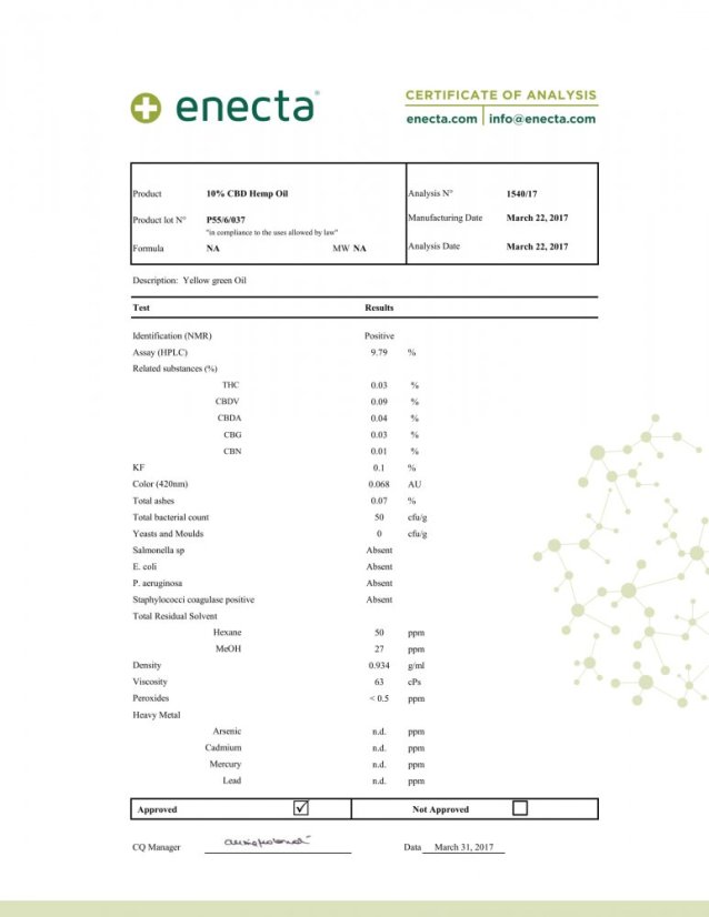 Enecta CBD eļļa 10%, 1000 mg, 10 ml
