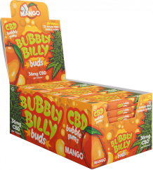 Bubbly Billy Buds Mango Flavoured Chewing Gum (36 mg CBD), 24 boxes in display, 408 g