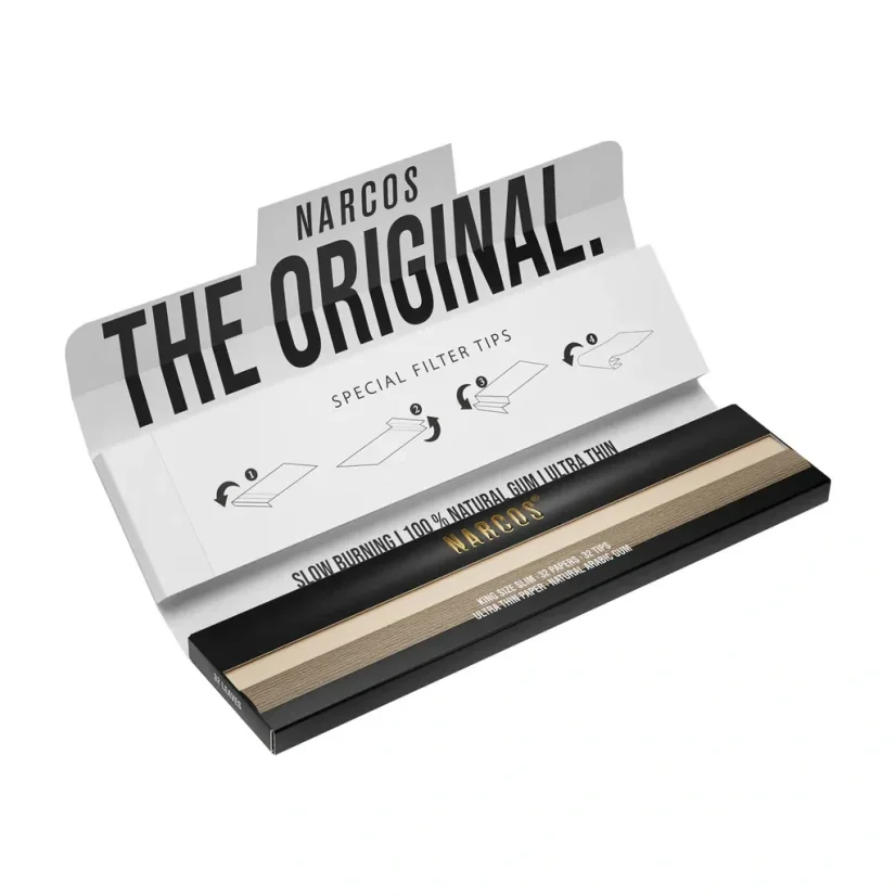 Narcos Limited Edition King Size Slim Rolling Papers + Tips - random design