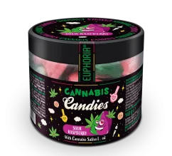 Euphoria Cannabis Candies Sour Raspberry, 140 g, 18 pcs, display