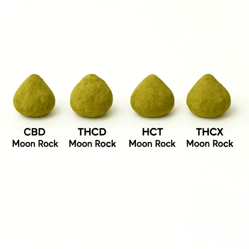 Moon Rock ziedu paraugu komplekts - CBD Moon Rock, HCT Moon Rock, THCD Moon Rock, THCX Moon Rock, 4 x 1 g
