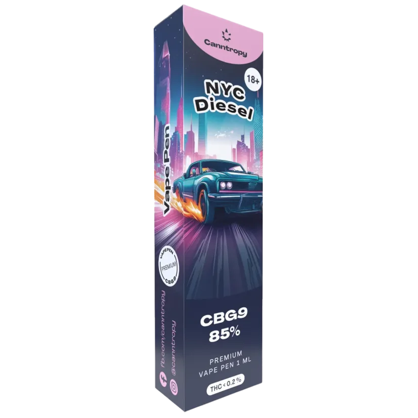 Canntropy CBG9 Disposable Vape Pen NYC Diesel, CBG9 85% quality, 1 ml