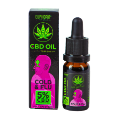Euphoria CBD eļļa 5% ar terpēniem, 500 mg - Cold & Flu, 10 ml