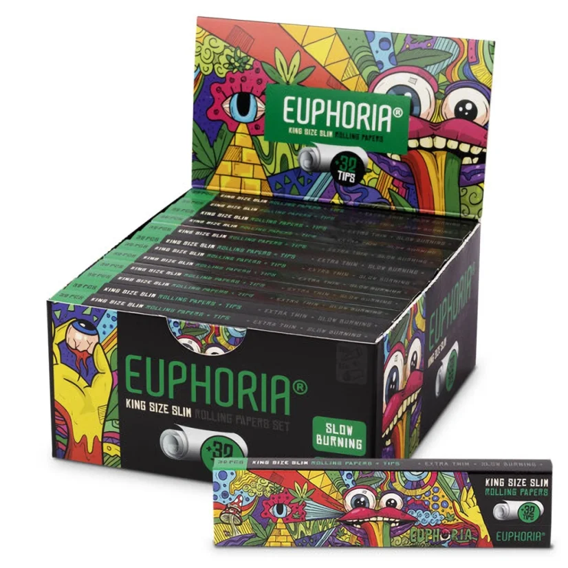Euphoria Кинг Сизе Слим Вибрант Роллинг Папир + филтери - кутија од 24 ком