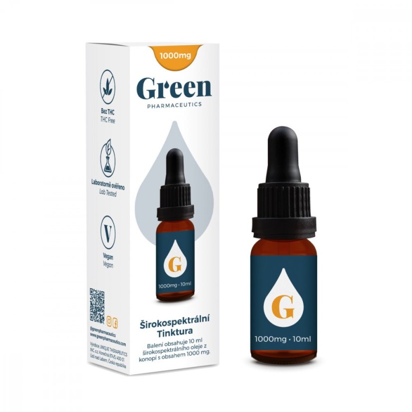 Green Pharmaceutics bredspektret tinktur, 10%, 1000 mg CBD, 10 ml