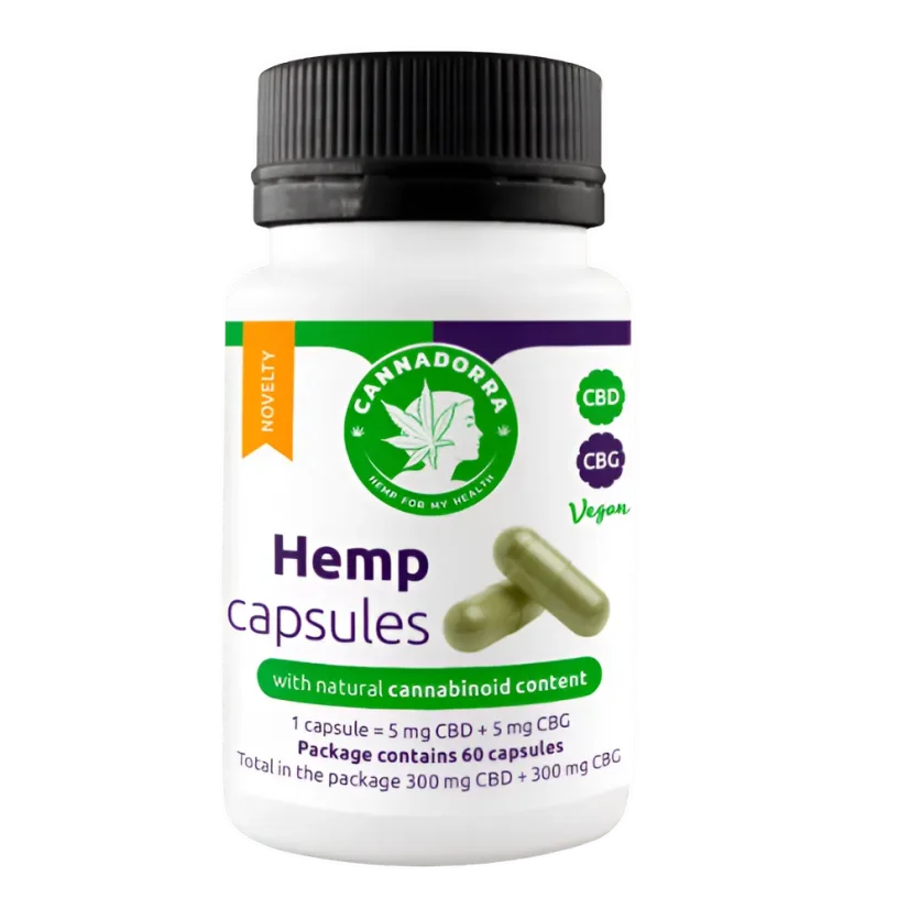 Cannadorra Hemp capsules with CBD + CBG, 60 pcs