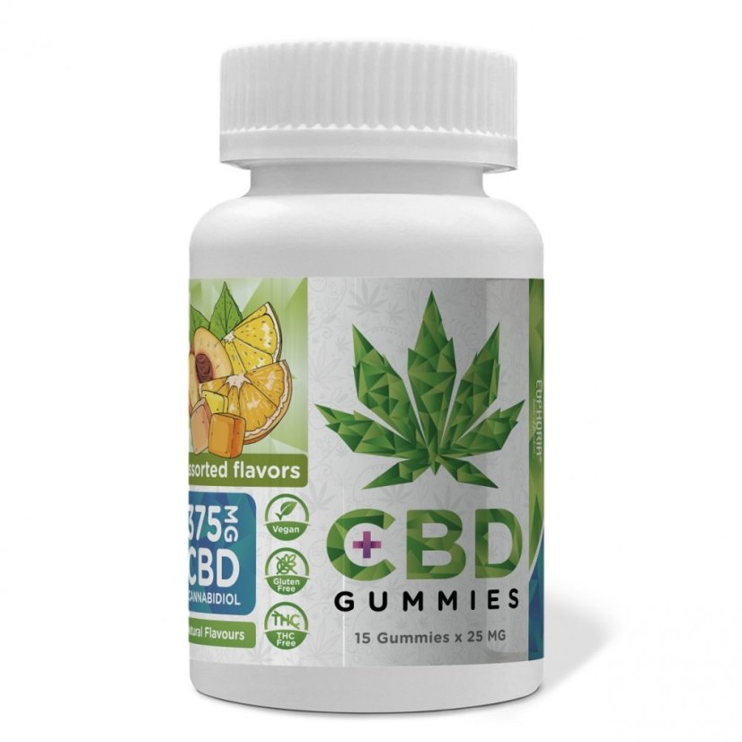 Euphoria CBD Gummies Mix 375 mg CBD, 15 gab. x 25 mg, 45 g