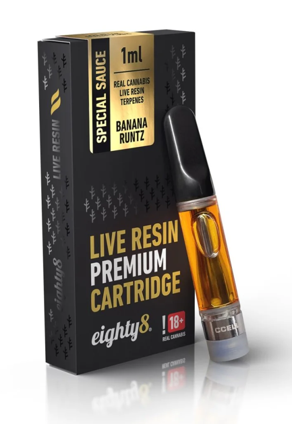 Eighty8 CBD Cartridge Banana Runtz live resin terpenes, 1 ml
