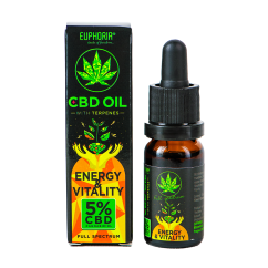 Euphoria CBD eļļa 5% ar terpēniem, 500 mg - Enerģija un vitalitāte, 10 ml