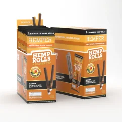 HEMPER King Size Rolls + Glass Tip 2pk - Mango, Display box 12 pcs