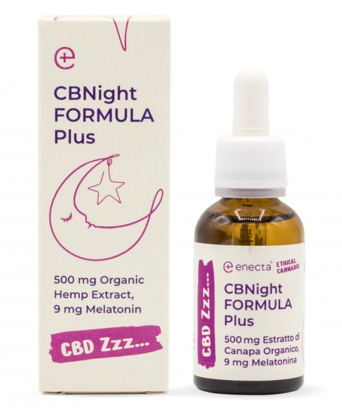 *Enecta CBNight Formula PLUS kaņepju eļļa ar melatonīnu, 500 mg organisko kaņepju ekstraktu, 30 ml