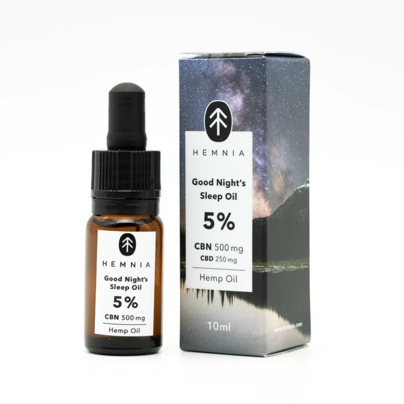 Hemnia Good Night's Sleep kaņepju eļļa 5%, 500 mg CBN, 250 mg CBD, 10 ml