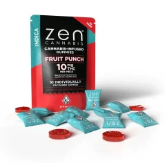 Zen CBD THC+ Gummies Fruit Punch Indica, 10gab, 200mg