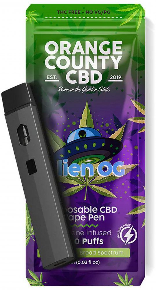 Orange County CBD Disposable Vape Pen Alien OG, 600mg CBD