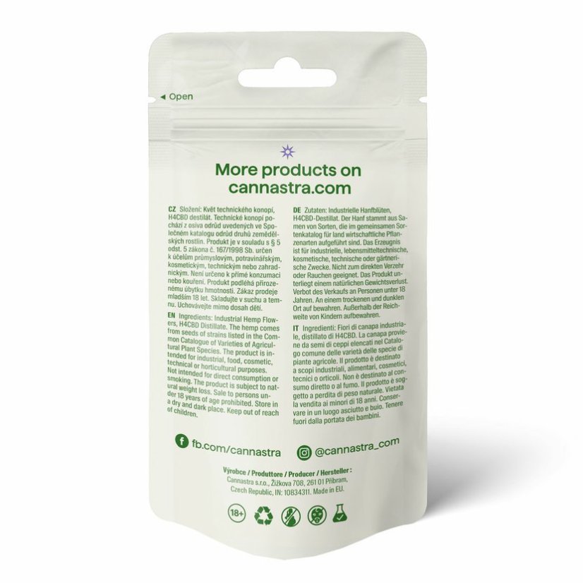 Cannastra H4CBD Flower Time Explorer (Durban Poison) 60%, 1 g - 100 g