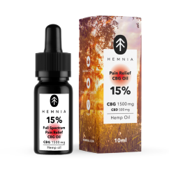 Hemnia Pilna spektra pretsāpju CBG eļļa - 15% CBG, 5% CBD, 1500 mg, 10 ml
