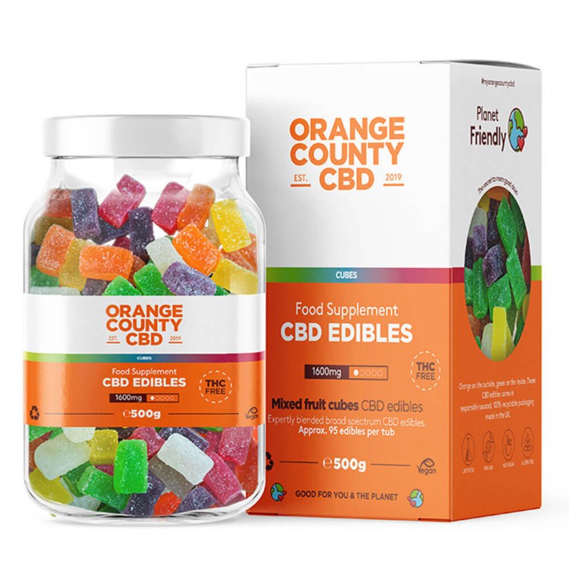 Orange County CBD Gumijas kubi, 95 gab, 1600 mg CBD, 500 g