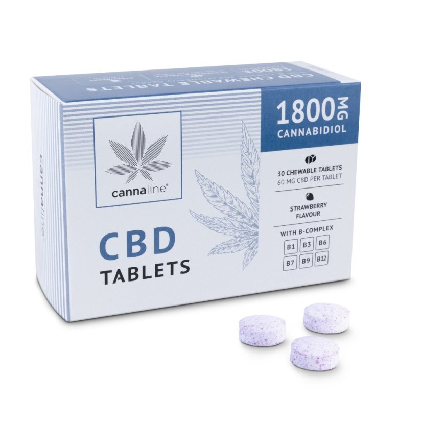 Cannaline CBD tabletes ar B kompleksu, 1800 mg CBD, 30 x 60 mg